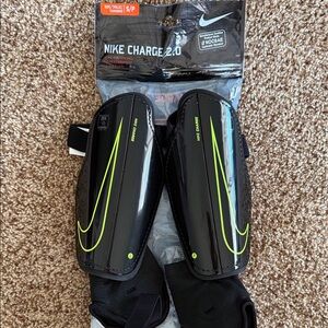 New Nike Charge 2.0 Shin Guards Black with Neon Accents -Size Small